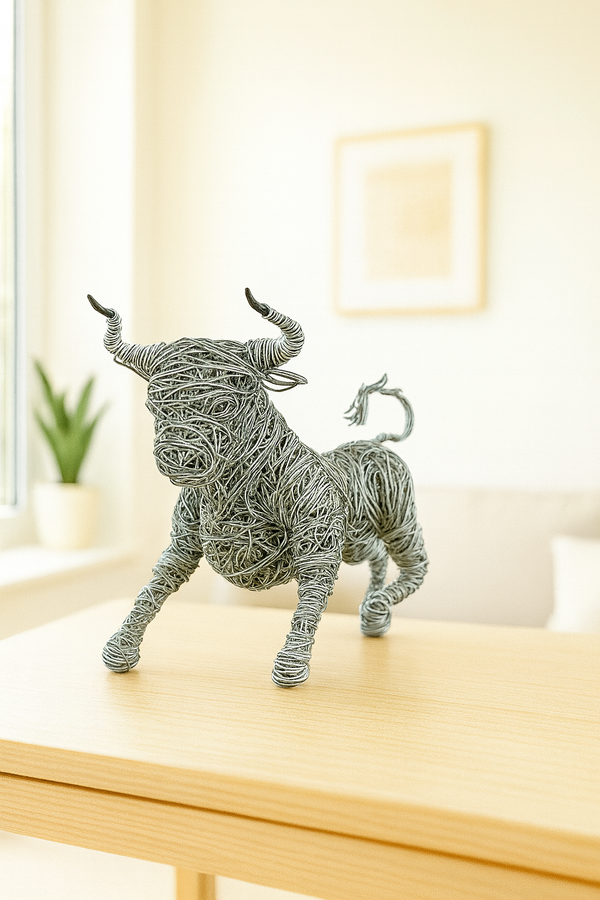 Decor Concept Dekoratif El İşçiliği Metal Boğa Figürü