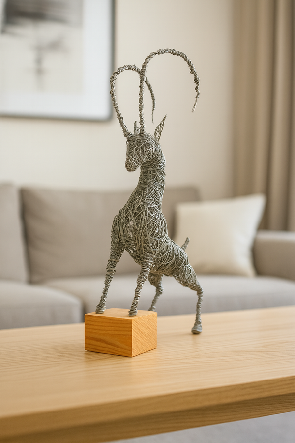 Decor Concept Dekoratif El İşçiliği Metal Dağ Keçisi Figürü